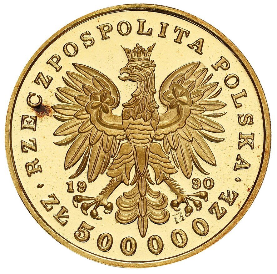 Polska po 1945. 500 000 złotych1990 Marszałek Piłsudski, Au
